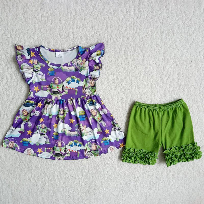 Toddler Baby Girl Clothes Boutique Kids Children Summer Short Sleeve Shorts Outfits B18-2
