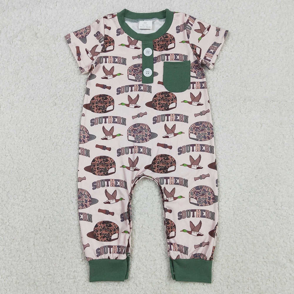 Baby Boys Rompers Camo Hats Ducks Button Pocket Southern Footie Rompers SR3245 12.3