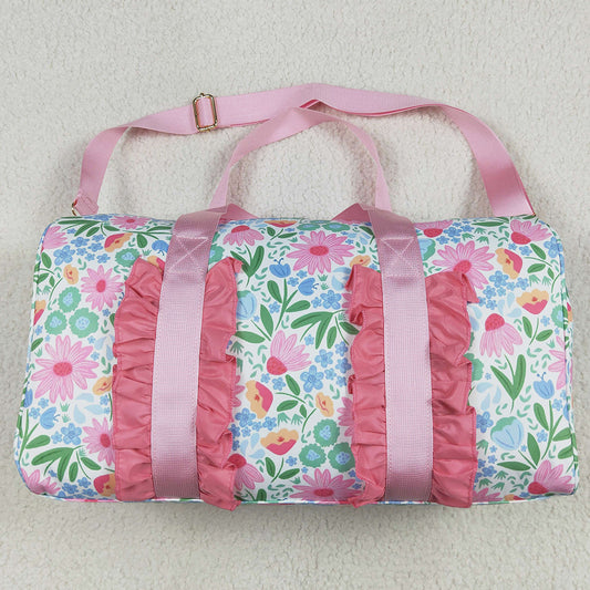 Kids Girls Bags Pink Ruffle Floral Print Gym Duffle Bags BA0290 7.9