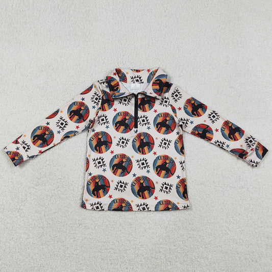 Baby Boys Clothes Long Sleeve Aztec Horse Rodeos Western Zipper Pullovers Top BT1598 1.1