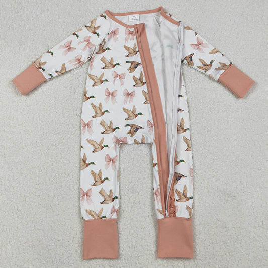 Baby Girls Rompers Ducks Bows Plaid Ruffle Zipper Footie Rompers LR2545 10.1