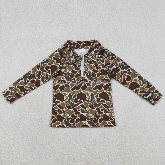 Baby Boys Clothes Southern Dark Khaki Camo Zipper Pullovers Top BT1649 12.31