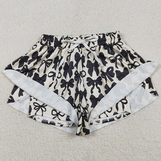 Adult Women Shorts Black Bows Yoga Active Shorts Bottom SS0765 12.31