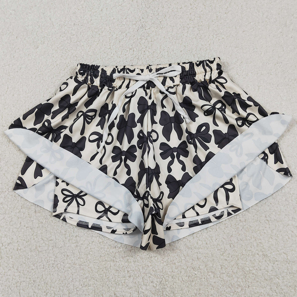 Adult Women Shorts Black Bows Yoga Active Shorts Bottom SS0765 12.31