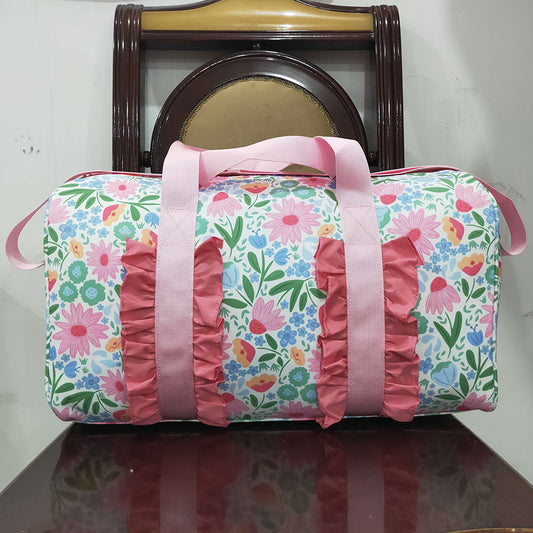 Kids Girls Bags Pink Ruffle Floral Print Gym Duffle Bags BA0290 7.9