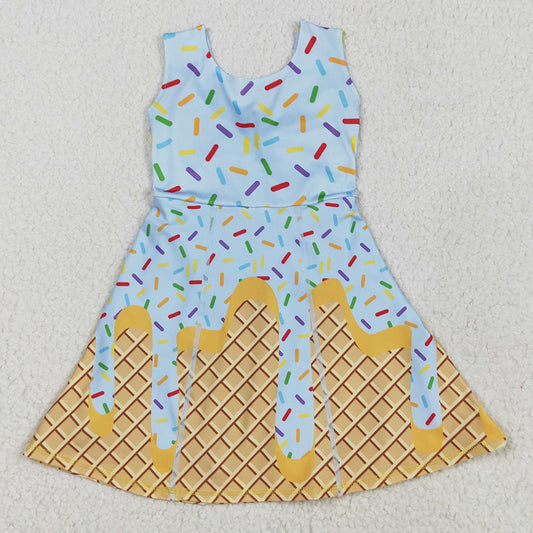 Baby Girls Dress Blue Ice-cream Drip Yoga Skort Knee Length Dresses GSD2415 5.10