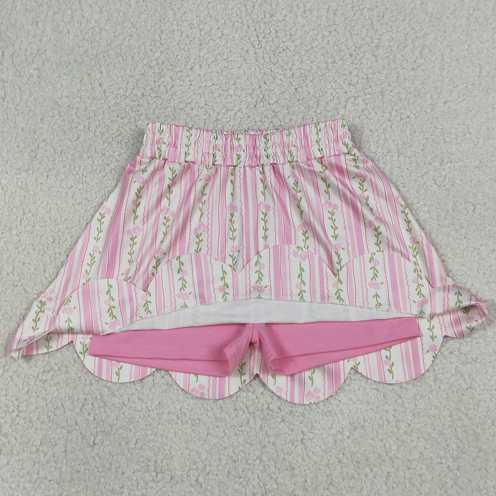 Baby Girls Skirts Pink Bows Flowers Stripe Scallop Skirt Shorts Bottom GLK0238