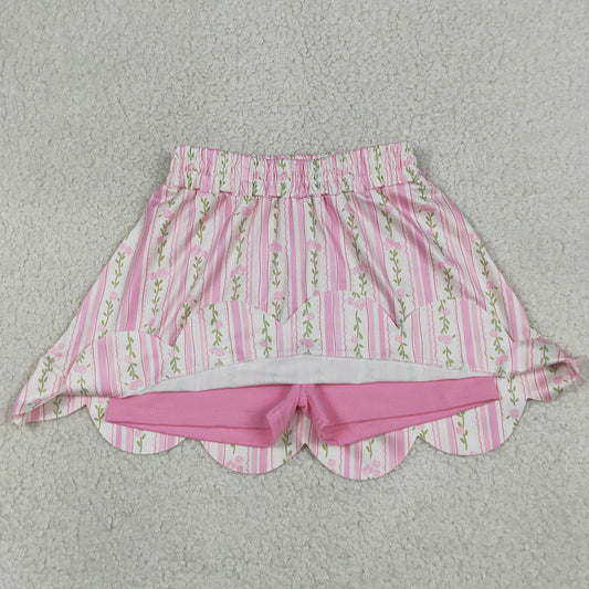 Baby Girls Skirts Pink Bows Flowers Stripe Scallop Skirt Shorts Bottom GLK0238