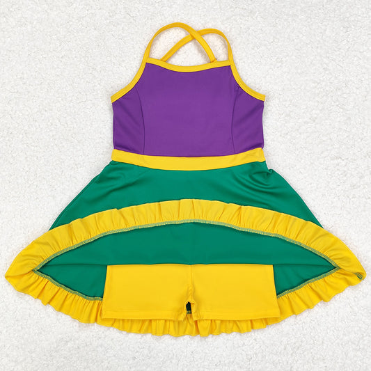 Baby Girls Clothes Purple Mardi Gras Athletic Active Wear Knee Length Dresses GSD1431