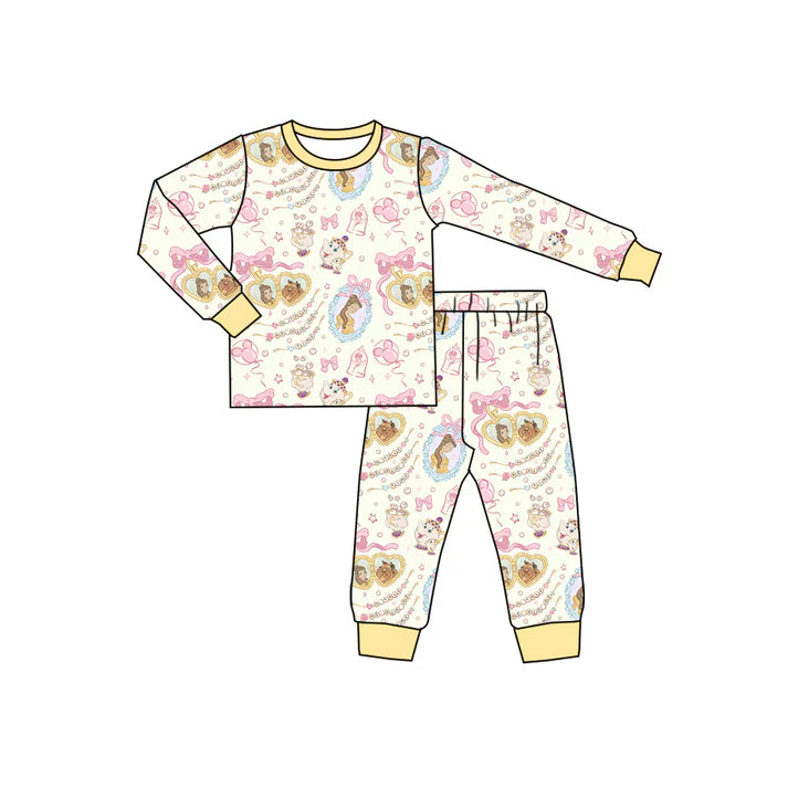 Preorder(moq 5) Baby Girls Cartoon Princess Top Pants Pajamas Sets 10.29