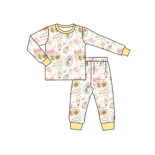 Preorder(moq 5) Baby Girls Cartoon Princess Top Pants Pajamas Sets 10.29