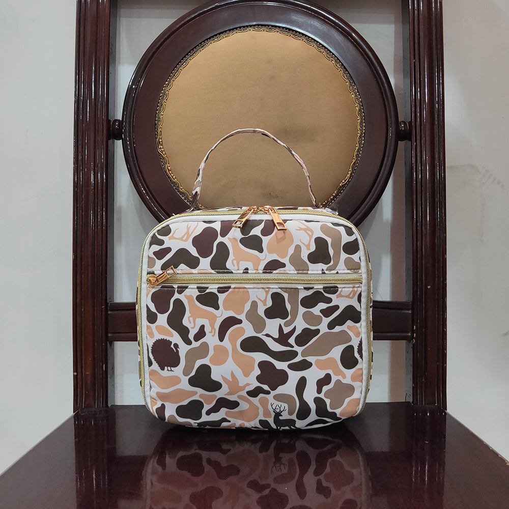 Boutique Kids Lunch Boxes Green Deer Western Camo Print Zipper Lunch Bags BA0305 7.9