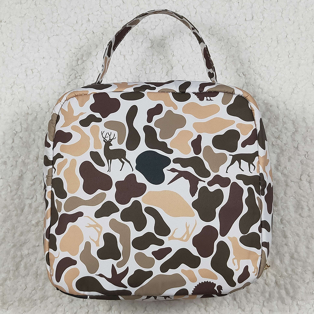 Boutique Kids Lunch Boxes Green Deer Western Camo Print Zipper Lunch Bags BA0305 7.9