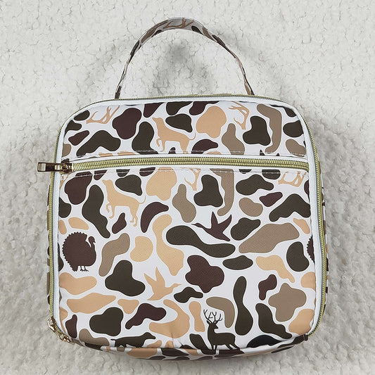 Boutique Kids Lunch Boxes Green Deer Western Camo Print Zipper Lunch Bags BA0305 7.9