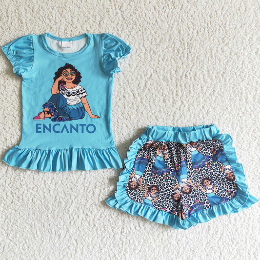 Boutique Baby Girls Clothes Set Summer Girls Short Sleeve Ruffle Shorts Outfits GSSO0019