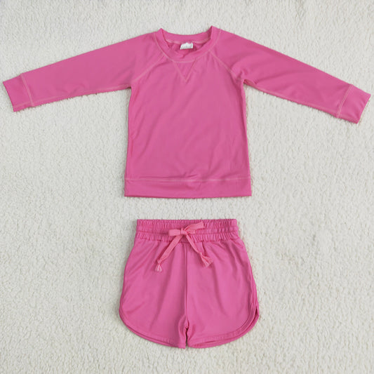 Baby Girls Clothes Hot Pink Long Sleeves Top Shorts Yoga Sets GLS0004 5.10