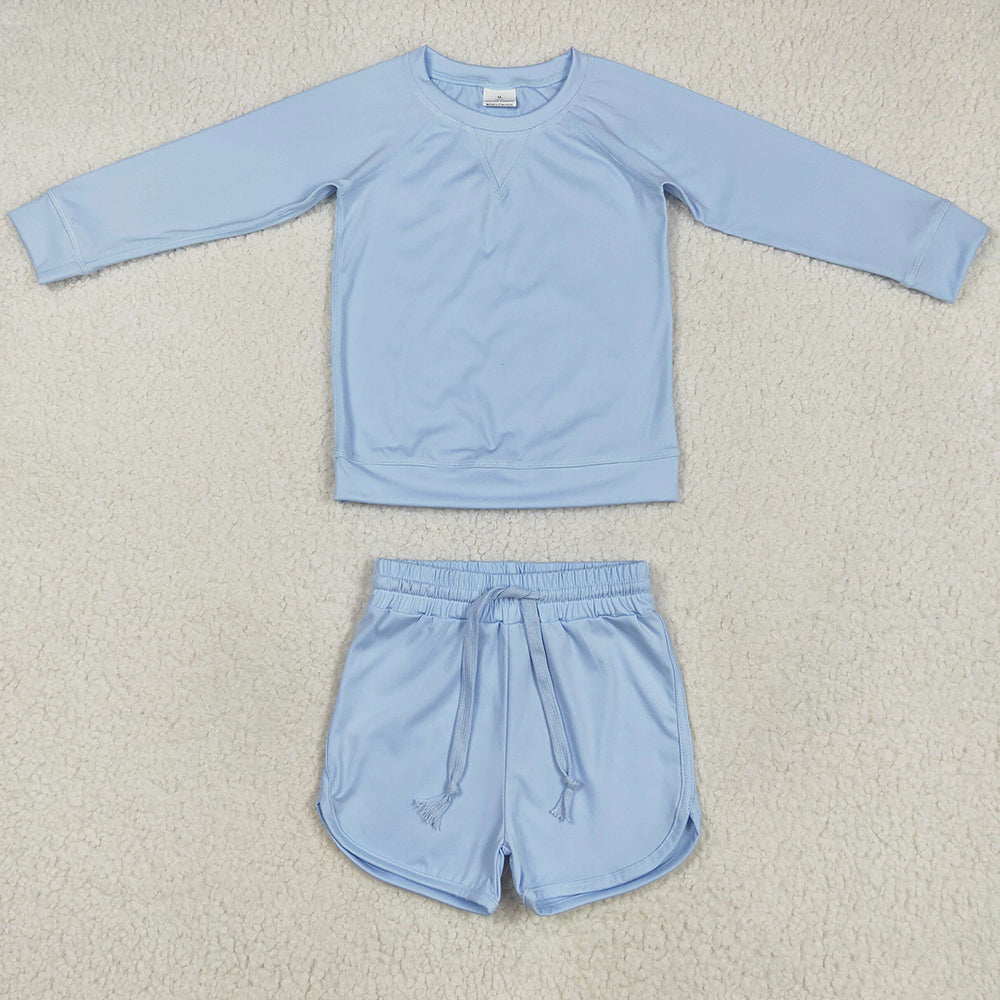 Baby Girls Sports Clothes Blue Long Sleeves Top Short Yoga Sets GLS0006 5.10
