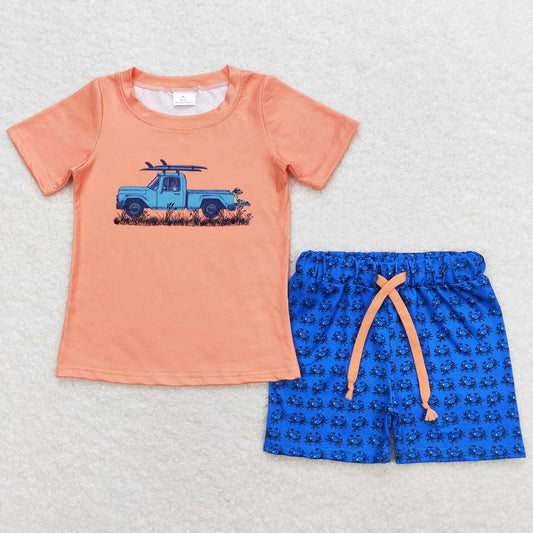 Baby Boys Clothes Truck Shirt Top Crab Shorts Outfits BSSO0706