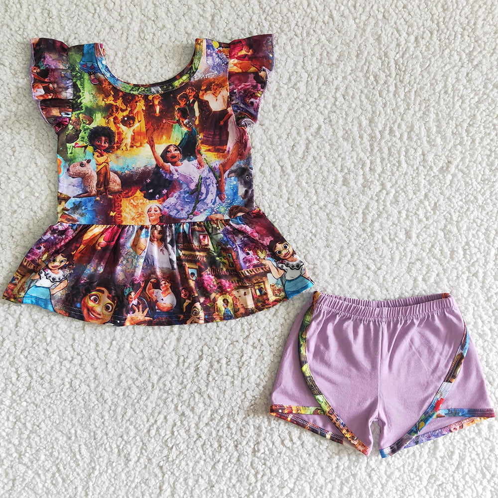 Fashion Kids Clothes Baby Girls Summer Clothes Set Short Sleeve Shorts Outfits GSSO0016