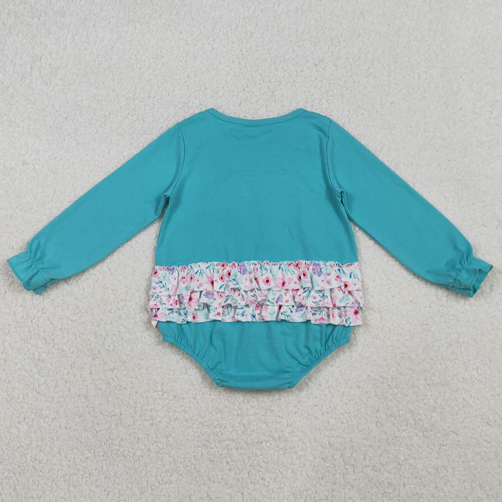 Baby Girls Rompers Embroidery Floral Bows Ruffle Collar Bubble Rompers LR2432 10.20