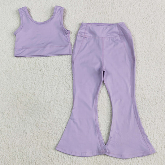 Baby Girls Clothes Lavender Yoga Vest Bell Bottom Pants Active Wear Sets GSPO2006 5.10