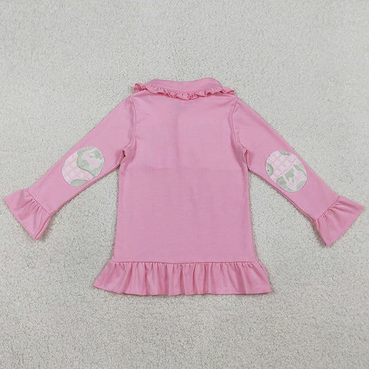 Baby Girls Clothes Pink Checked Golf Flags Button Polo Shirts Top GT1402
