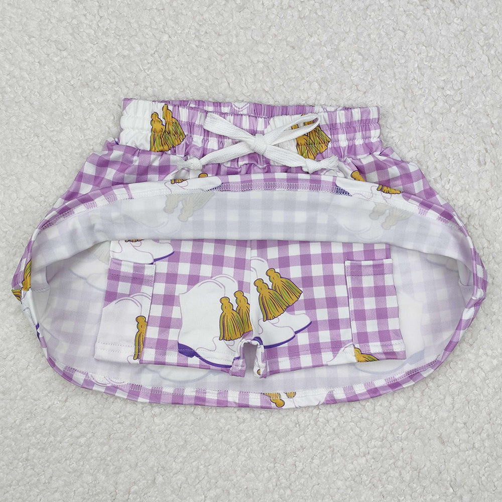 Baby Girls Skirt Mardi Gras Checkered Boots Skort Skirts GLK0035