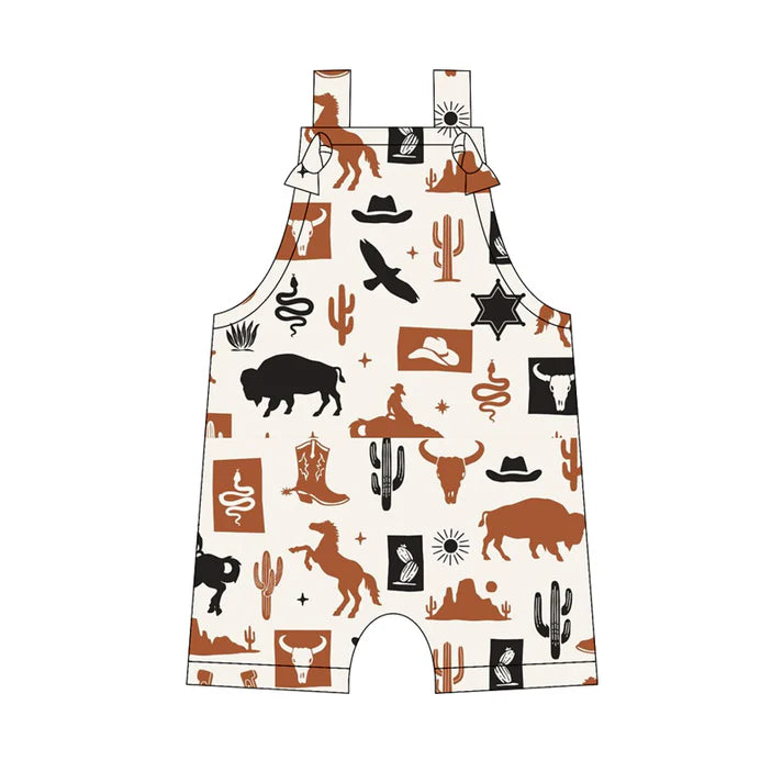 Preorder moq 5 Baby Boys Straps Cowboys Rodeo Rompers 5.12