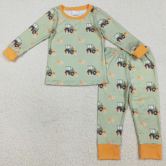 Halloween Baby Girls Pajamas Pink Long Ruffle Sleeves Pumpkins Trucks Top Pant Pajamas Sets BLP1142 GLP2506 7.10