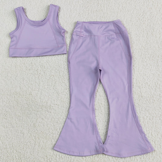 Baby Girls Clothes Lavender Yoga Vest Bell Bottom Pants Active Wear Sets GSPO2006 5.10