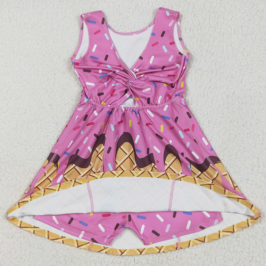 Baby Girls Dress Hot Pink Ice-cream Drip Yoga Skort Knee Length Dresses GSD2413 5.10