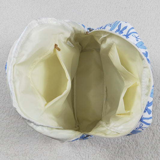 Baby Kids Backpacks Sky Blue Bows Plaid Zipper School Back Bags BA0322 7.19