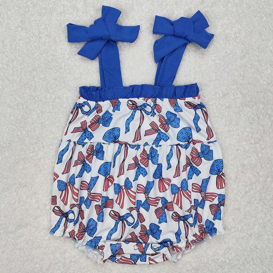 Baby Infant Girls Rompers 4th Of July Bows Straps Rompers SR2318