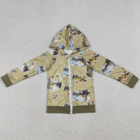 Baby Boys Clothes Green Long Sleeve Fishing Hunting Zip Hoodie Jacket Top BT0346