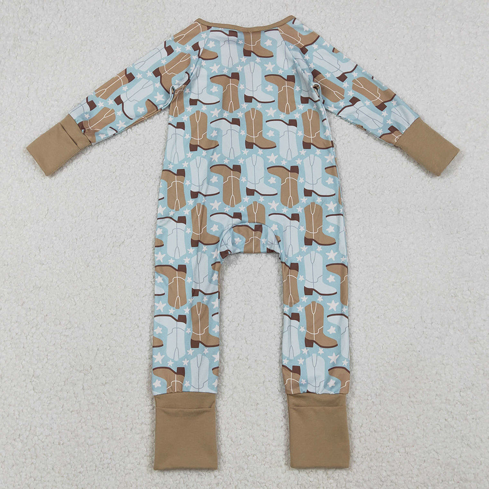 Baby Boys Rompers Boots Stars Plaid Western Two Way Zip Convertible Rompers LR2734 11.1