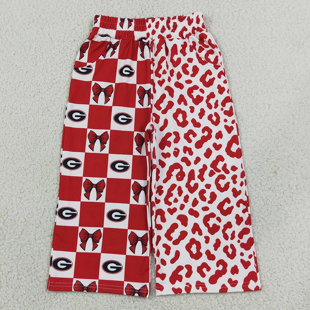 Baby Girls Bows Georgia Leopard Team Pockets Flare Pants Bottom P1126