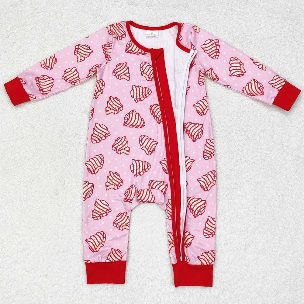 Baby Girls Rompers Christmas Tree Cake Zip Rompers LR1428