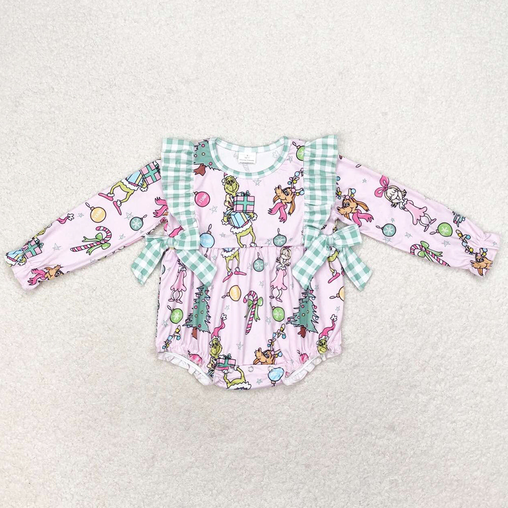 Baby Infant Girls Rompers Pink Christmas Bows Rompers LR0998