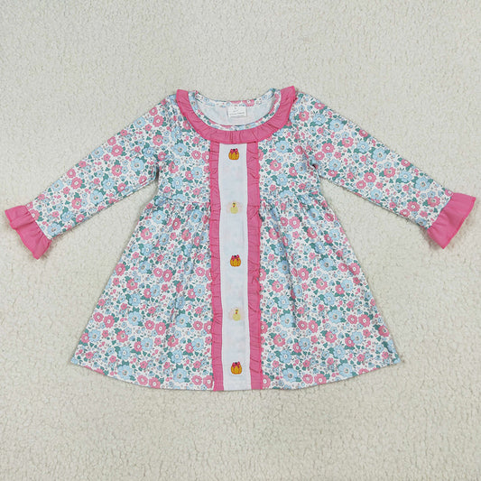 Baby Girls Dress Floral Turkey Pumpkins Embroidery Knee Length Dresses GLD1053 6.19
