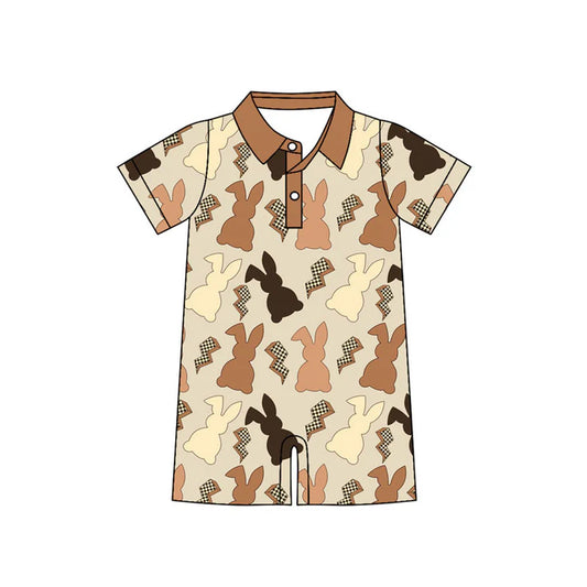 Preorder (moq 5)Baby Boys Rabbits Lightnings Button Easter Short Rompers 10.22