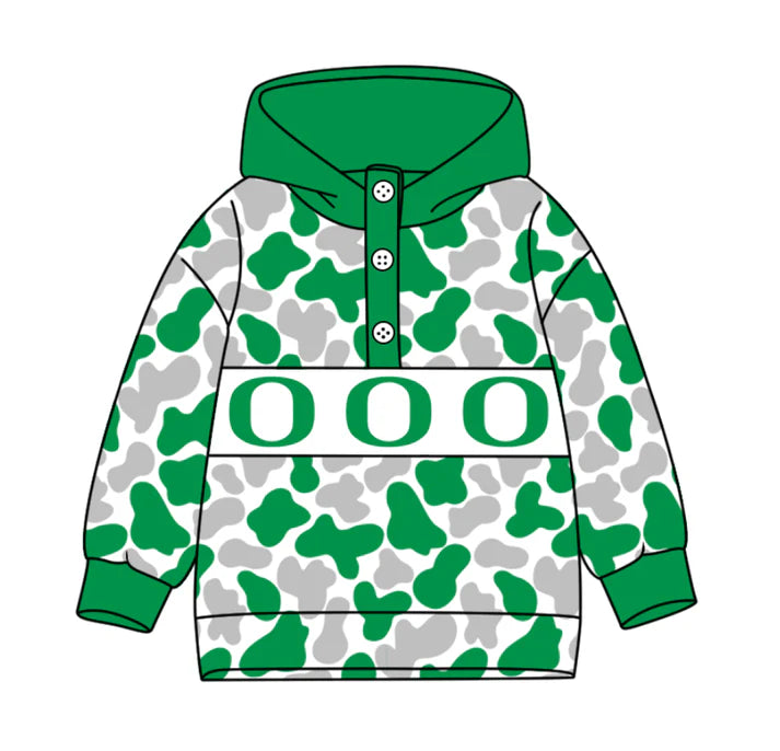 Preorder(moq 5)Baby Boys Green Grey Camo O Team Button Hoodies Top 10.13