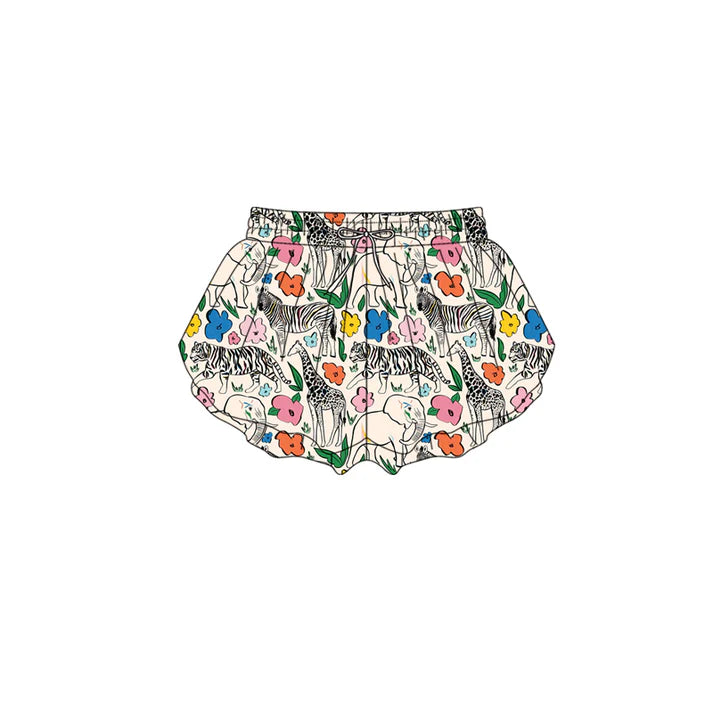 Preorder (moq 5)Baby Girls Colorful Flowers Animals Ruffle Shorts Bottom 1.9
