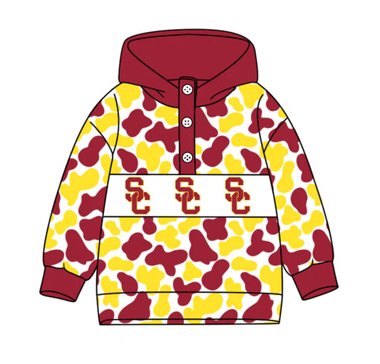 Preorder(moq 5)Baby Boys Red Yellow Camo SC Team Button Hoodies Top 10.11