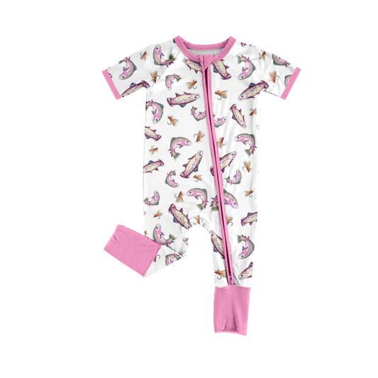 Preorder (moq 5)Baby Girls Fishing Hunting Two Way Zip Convertible Rompers 11.26