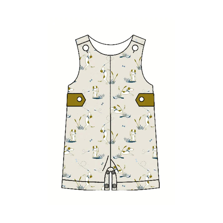 Preorder(moq 5)Baby Infant Boys Sleeveless Dogs Bees Button Rompers 5.15