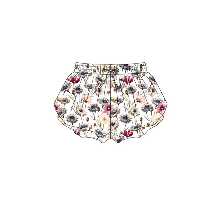 Preorder (moq 5)Baby Girls Colorful Flowers Ruffle Shorts Bottom 1.9