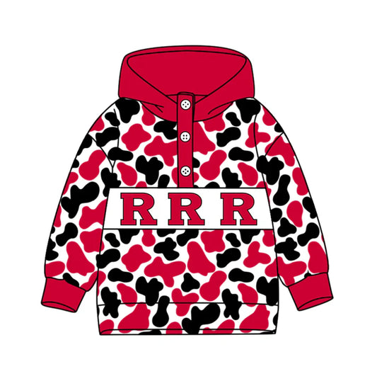 Preorder(moq 5)Baby Boys Red Black Camo R Team Button Hoodies Top 10.11