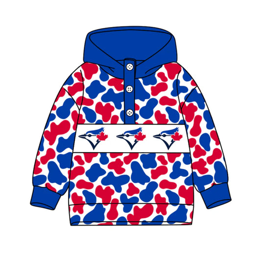 Preorder(moq 5)Baby Boys Red Blue Camo Team Button Hoodies Top 10.11