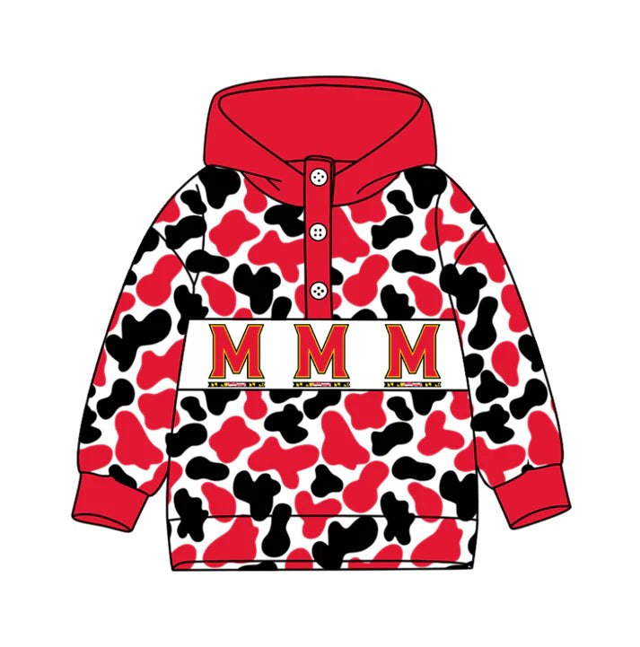 Preorder(moq 5)Baby Boys Peach Black Camo M Team Button Hoodies Top 10.11