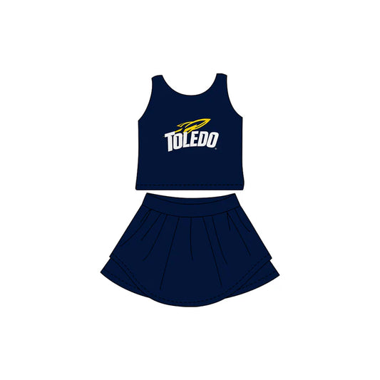 Preorder (moq 5)Baby Girls Navy Toledo Sleeveless Top Skorts Team Sets 6.30